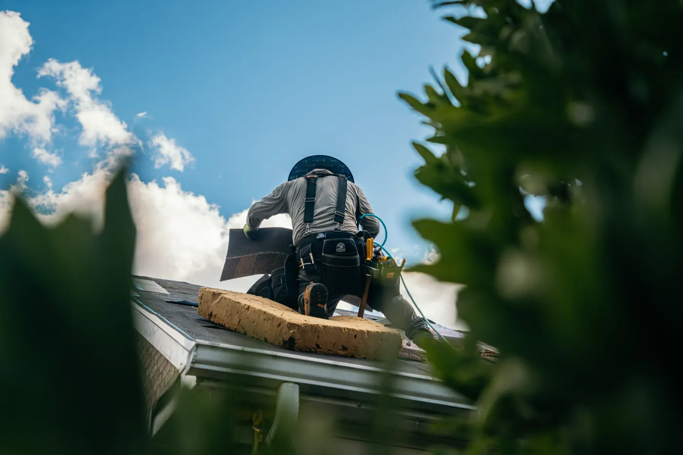 Emergency tarping on a Sagamore roof